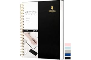 CAGIE Meeting Notebook for Work with Action Items A4 Hardcover Spiral Meeting Planner for Office Business Meeting Work Notes Notebooks for Note Taking Professional Meeting Notebooks for Women Men, Black