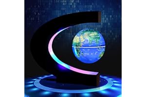 MINGZE Globe Terrestre Magnétique Lumineux Flottant avec Lumières LED et Base en forme C pour Décorations Maison et Bureau (Bleu)