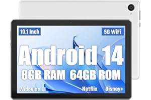 HotLight Tablet 10 Pulgadas CPU Octa-Core, Tablet Android 14 8GB RAM+64GB ROM +1TB Expansión, Cámara 8MP+5MP, Batería 5000mAh,Face ID,OTG,WiFi 2.4G/5G,BT 5.3,Play Store(Blanco)