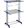 Mega stand Stainless, Cloth Drying Rack Stand | Cloth Stand for Drying Clothes Foldable (Blue)