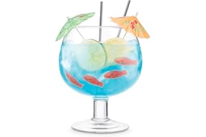 Grand verre de cocktail avec motifs de poissons Final Touch, 1,3 l | Grand gobelet pour margaritas, daïquiri et blue lagoon