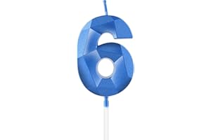 MCISKIN Candele blu reale per 6° compleanno, candela 3D numero 6 per torta, decorazioni per 6° compleanno per ragazzi e ragazze, candele decorazioni blu Torta Topper per feste Suppie