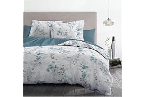 Home Linge Passion, Poszwa na kołdrę - 3 sztuki, 100% bawełna - 57 nici, 2 osoby - 240 x 260 cm, Pompadour White Clay & Blue HP62671