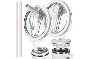 ROMANVIC Stanley Cup Deckel Auslaufsicher,2 Stück Abnehmbar Ersatzdeckel für Stanley Cup 40oz mit 2 Trinkhalmen,Auslaufsicher und Staubdicht,Ersatzdeckel für Deckel Stanley Cup Dicht Zubehör