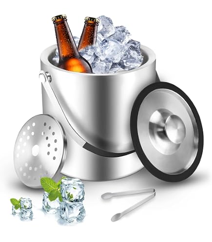 Seau à Glaçons Isotherme 3L 2L Double Paroi Isolé En Acier Inoxydable Seau à Glace Vin Champagne Seau à Glaçon Double épaississement