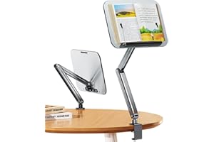 Gwezmxs Metálico Atril para Libros, Soporte Libros con Brazos Regulables, Atril Lectura con Base de Clip, Plegable Atril Lectura, Book Stand Holder