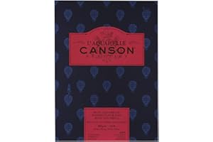 Canson Heritage, Papel de acuarela, Prensado al calor, 300g, Encolados por el lado corto, 23x31cm, Blanco, 12 Hojas