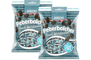 ‎NASCHWERK Nordthy Zuckerfreie Pfefferbonbons 2x125g – Skandinavische Peberbolscher Lakritz