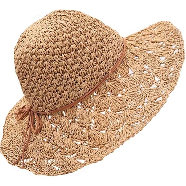 YAMEE Zomerzonnehoed voor dames, strohoed, opvouwbaar, voor strand, vakantie, tuin, Khaki (stad), Eén maat
