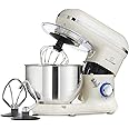 MisterChef PRO Electric Kitchen 1600W Food Stand Mixer, Big Bowl, Eggbeater, Dough Hook & Stainless Steel Whisk 5.5L Stainless Steel Bowl, Cream