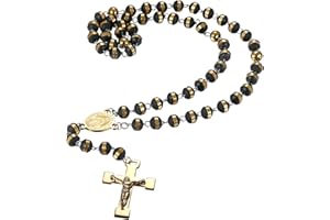 OIDEA Rosenkranz Kreuz Halskette Edelstahl: Katholische Jesus Christus Kruzifix Religiös mit Anhänger Kreuz Kette Schmuck Geschenk für Herren Damen Weihnachten Gold Silber Schwarz Rosegold
