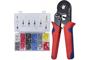 Ribech Crimptång set med 1 200 trådhylsor, 0,25–10,00 mm², fyrfaldig pressning, ergonomiskt handtag