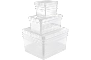 keeeper Box Contenitore con Sistema di Ventilazione, Confezione da 8 Pezzi, 3x 1,7 L, 2x 5,6 L, 3x 18 L, Bea, Trasparente