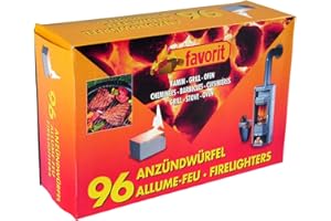 Favorit - Lot de 96 cubes d'allumage blancs - Pour cheminée, barbecue et four - 1247