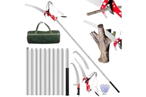 WZTO 2 in 1 Tree Loppers Long Reach Telescopic, 82-402cm Long Reach Pruner with Extendable Handle & 33cm Saw, Lightweight Telescopic Tree Pruners Branch Cutters, Pulley Pole Pruner Hand Garden Loppers