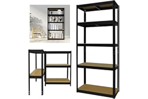 ANSIMIDA 5-Tier Shelving Unit, Heavy Duty Shelving Unit for Storage, Tool-Free Assembly, for Garage, Shed, Greenhouse, Load Capacity 875 kg, 40 x 90x 180 cm, Black