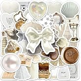 Ms Major Selection 50'Li White Aesthetic Temalı Sticker Etiket Seti - Beyaz Sticker - Laptop Notebook Telefon