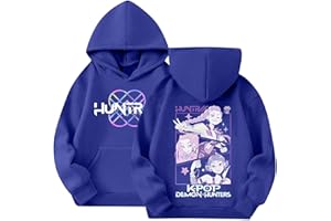 DASHADAO KPop Costume Kids Hoodies Girls Vintage Y2k Pullover Huntrix Huntr/X Hip Hop Streetwear Oversized Fashion Hooded Sweatshirt Long Sleeve Tops for 9-10 11-12 Kids Boys Pink Hoodie Christmas Essentials