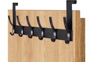 AUXHCYL Cintre au-dessus de la porte, universel, peu encombrant, crochet au-dessus de la porte, sans percer, barre à crochets au-dessus la porte pour suspendre manteau, serviette, vêtements(Noir)