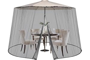 Sekey Zanzariera regolabile per ombrelloni 250-300 cm, 1 porta, alta 2,5 m, nera