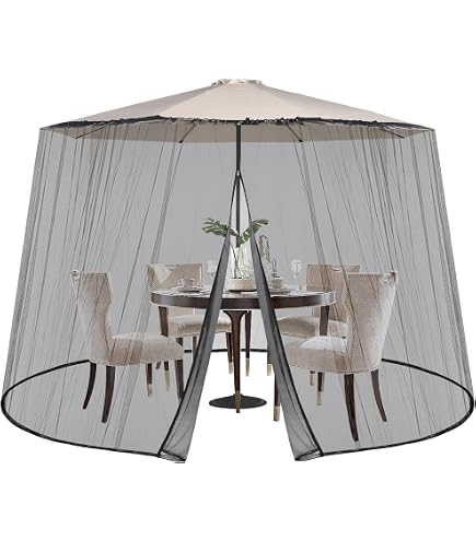 OKSTENCK Terrassen-Schirmnetz – 10 X 7,5 Fuß (ca. 3x2,3m) Hängenetz Aus Polyester Mit Reißverschluss Und Kordelzug
