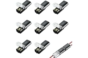 YIMEIZHIGUANG 2 Pin Push Fit Wire Connectors - 8 Pcs Quick Dual Wire Terminal Block,No Wire-Stripping Solder-Free Electrical Connectors for 18-22 AWG LED Strip Lights, Telephone & Audio Speaker with Locking Buckle