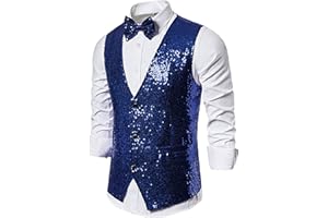 LIEBEIMMER Gilet de costume pour homme avec nœud papillon, gilets à paillettes pour homme, coupe ajustée, gilet de smoking, livraison 7 jour