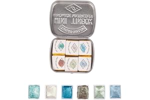 CSY art gallery Peintures aquarelles faites à la main - Couleurs unies métallisées - Coque métallique rétro portable - Ensemble de couleurs nacrées - Aquarelle professionnelle (océan)