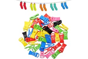 SITARCMIN 42 Stück Sockenklammern für Waschmaschine und Trockner, Bunte Sockenclips mit Haken, Mehrzweck-Sockenhalter, Mini Wäscheklammern für Socken (6 Farben)