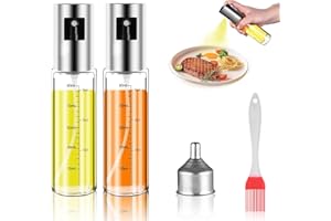 FNLLC 2 Stück Ölsprüher,Öl Sprühflasche für speiseöl,ölspray mit Skala,Sprühflasche aus bleifreiem Glas und rostfreiem Stahl, ölspray zum kochen,100ML Glasflasche, für Küche Kochen Salat BBQ