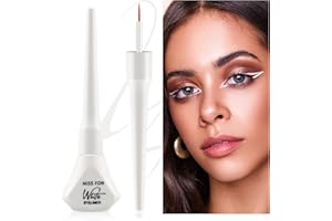 Teekerwan 2-teiliger weißer Eyeliner, weißer matter flüssiger Liner schnell trocknender, ultrafeiner langanhaltender farbiger Eyeliner Hochpigmentierter bunter Eyeliner (2 Pieces)