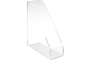 Osco Acrylic Magazine Rack, Extra-Wide Desk Floor File & Magazine Holder, Thick Premium Acrylic Display for Office, Home, Study - Clear (Single)