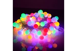 Luccika Home Catena Luminosa LED, Sfere Decorative 2 cm, 10 Metri, 8 Giochi di Luce, Telecomando, Timer, IP44 Interno/Esterno (Multicolore)
