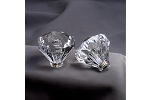 TFSZE 12 Pezzi Pomelli in Cristallo Per Cassetti e Comò,Pomelli per Mobili, Cristallo Muratura Maniglie，con Viti in 2 Lunghezze per la Armadi, Cassetti, Comodino, Cucina, Soggiorno, Stanza dei Bambini