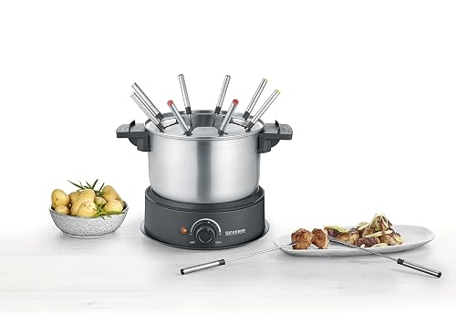 SEVERIN Fondue elektrisch, Edelstahl, 8 Gabeln