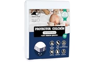 Beddy-Bye - Protector de colchón 60x120 cm Impermeable y Transpirable (Juego de 2) - Funda con 4 Esquinas Elásticas Eco-Responsable Certificado Oeko-Tex®