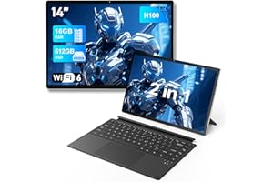 FUNYET PC Portatile 2 in 1, sistema Win 11 14 pollici Laptop, processore N100 Portatil, 16 GB di RAM + 512 GB di SSD Computer, tastiera retroilluminata, touchscreen e porta Type C 2 in 1, Tablet