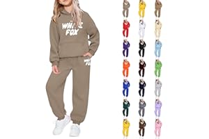 GENERIC Kids Tracksuit Full Set 2 Piece Oversizedoutfit Girls Tracksuit Set Boys Trendy with Letter Print Long Sleeve Pullover Hoodie Sweatshirt and Sweatpants Sportwear Jogging Pants Outfit Set Activewear
