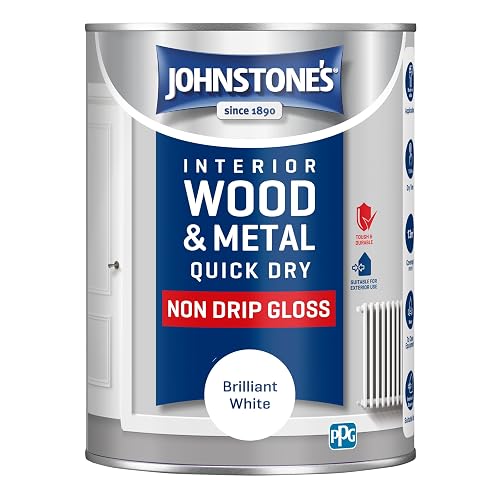 Johnstone's - Wood & Metal Paint - Gloss Finish - Brilliant White - 1.25l - Water Based - Non Drip & Quick Drying - Radiator Paint - Low Odour (Packing may vary)