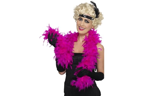 Smiffys Boa, 50g, fuchsia, à plumes, 150cm Halloween
