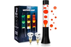 BrightWish Lampe à lave noir,Lampe de chevet, liquide transparente et lave rouge, Lampe d'ambiance Lampe rétro lampe lave avec 2 ampoules Décoration Lumineuse pour Chambre, Bureau, Salon