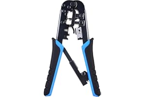 Cable Matters Modular RJ45 Crimp Tool (Ethernet Crimper) with Built-in Wire Cutter and Stripper - 10-Pack Cat6 RJ45 Connectors Included