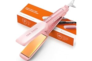 Piastra per Capelli Professionale Faszin, Piastre in Titanio Larghe 42mm con Ioni Negativi, Riscaldamento Rapido 30s, Display Temperatura, 11 Livelli di Temperatura (130-230℃) - Rosa