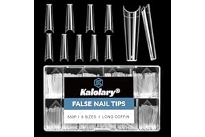 Kalolary Uñas Postizas Transparentes 550PCS XXL Extra Largas Puntas de Uñas Media Cubierta Uñas Postizas Francesas Acrílicas Puntas para Mujeres Niñas Salones de Uñas y DIY
