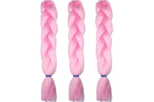 weWelle Extensiones Pelo 100% Kanekalon Jumbo | Rosa Claro - II Pink | Pack 3 uds. 24’’ 60 cm 100 gr. | Cabello Sintético Trenzas Africanas Suave y Duradero.