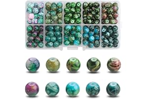 HNLMZ Perline di Pietra Naturale, 200 Pezzi 8mm Rotondo per Collane Braccialetti, Pietre Preziose e Perle di Vetro Incrinate per Creazione di Gioielli (Serie Sfumata Blu)