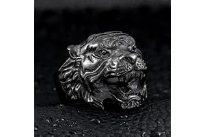 Detailed Gold/Black/Silver Color Tiger Ring Men Stainless Steel Animal Biker Ring Cool Male Gothic Punk Rings Jewelry