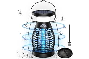 BUBBACARE Solar Insektenvernichter Elektrisch, 4200V UV Mückenlampe, 4000mAh USB Wiederaufladbar Mückenfalle IP66 Wasserdicht Moskito Killer Elektrische Insektenfalle für Garten Camping Aussen, Schwarz