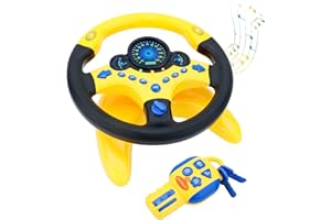 deAO Kinder Lenkrad Spielzeug mit 360° Drehfunktion, Kinder Simulierter Fahrsimulator Auto Simulation Spielzeug, Klang und Musik frühes Pädagogisches Geschenk für Kleinkind/Kinder (Gelb)