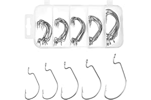 VIPMOON Ami da Pesca,10 Dimensioni/5 Dimensioni Pesca Accessori Acciaio al Carbonio Ami Con Occhiello Ganci Spinati,Ami Carpfishing Con Scatola di Plastica Per Pesca D'Acqua Dolce e Salata